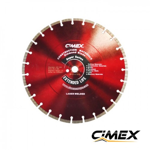 Алмазный диск для строительных материалов 400 мм CIMEX CMS400 Алмазный диск для строительных материалов 400 мм CIMEX CMS400
